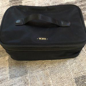 Tumi Black and Gold Smooth Nylon Cosmetic Bag - Like New